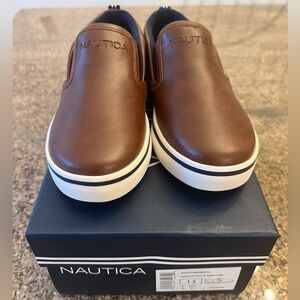 Nautica Brown Leather slip on shoe for boys